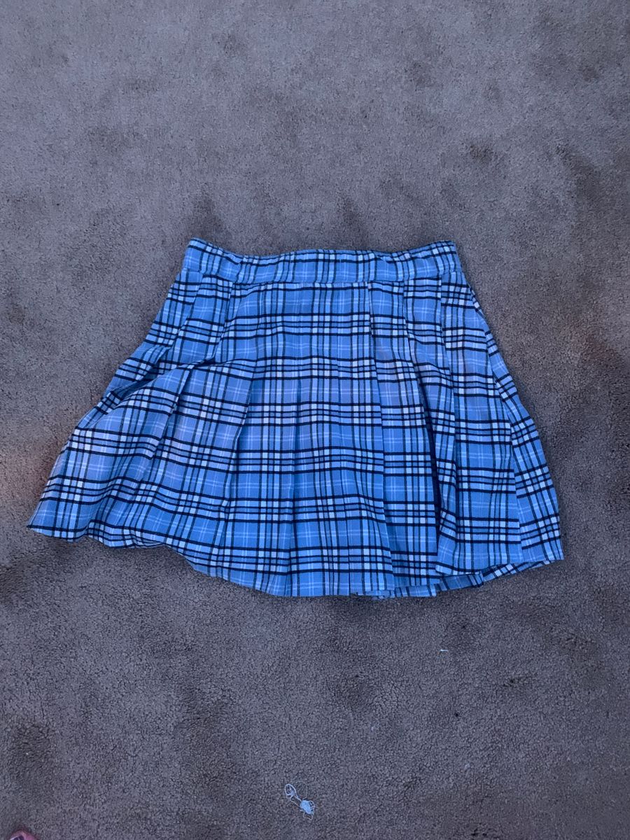 Blue plaid skirt